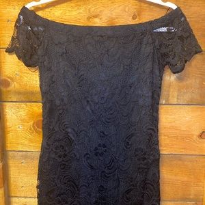 Black floral lace panhandle dress